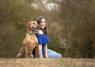Girl and Dog in Field in Chattanooga, Tennessee