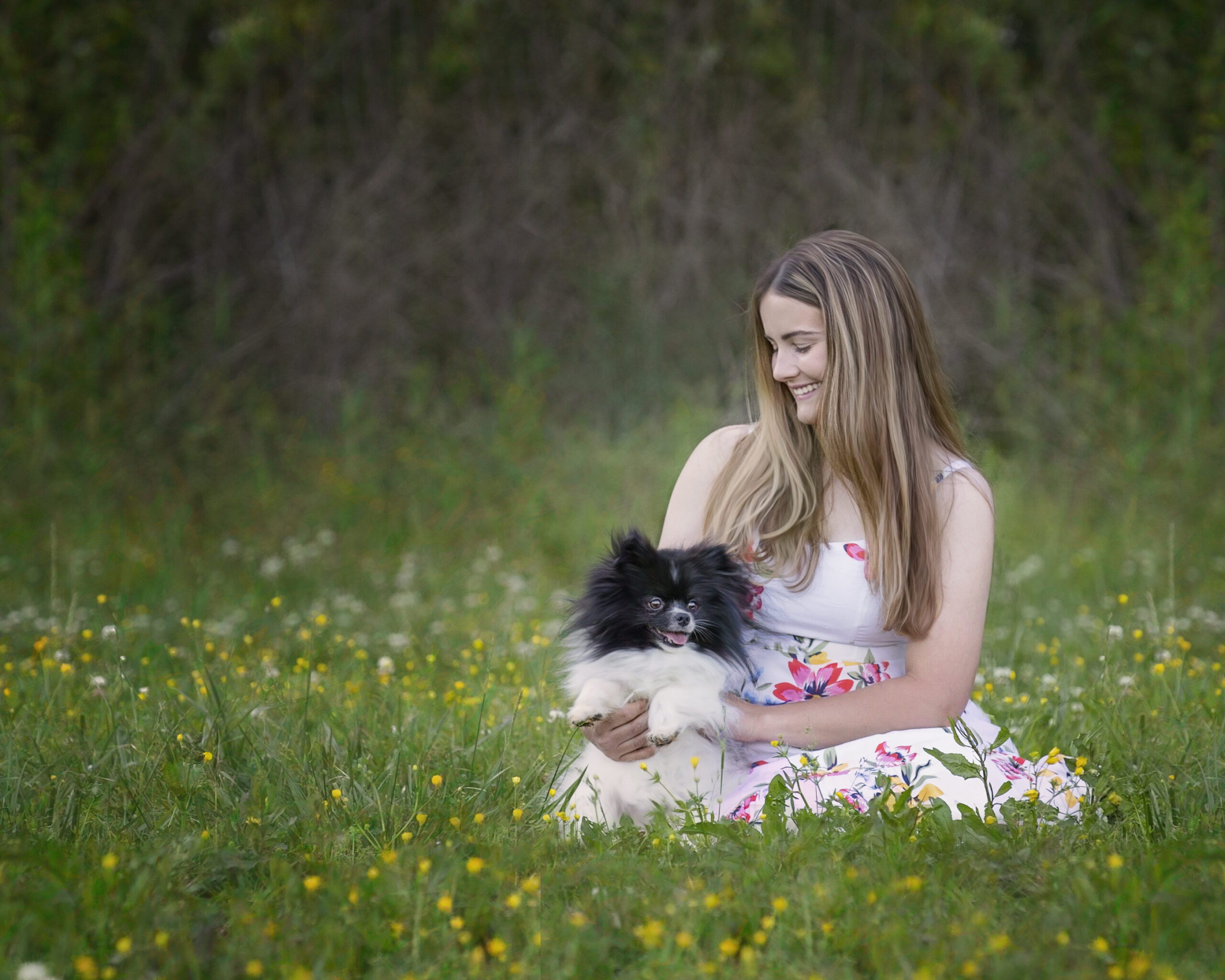 Girl and Dog in Field