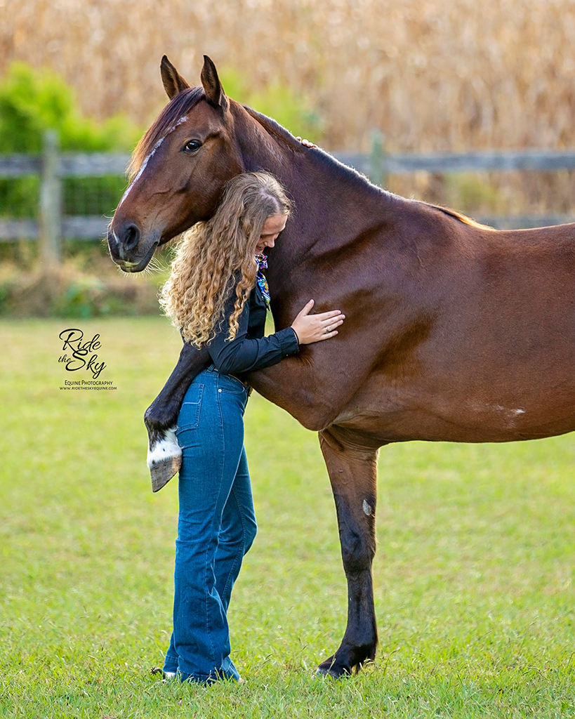 Mustang Horse Hugging Her Trainer AR Horsemanship