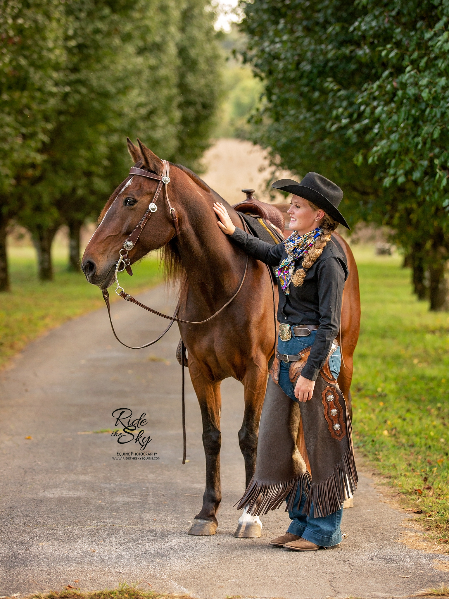 Horse Trainer and Mustang Horse Posed in Chattanooga Tennessee in Fall