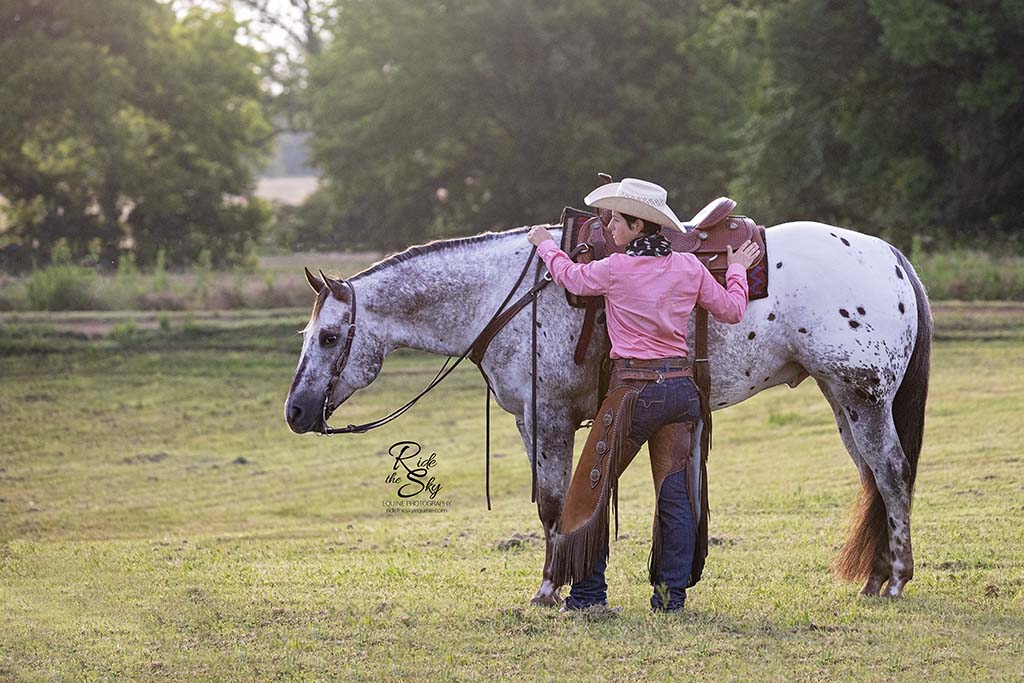 Horse and Cowgirl Portrait Image