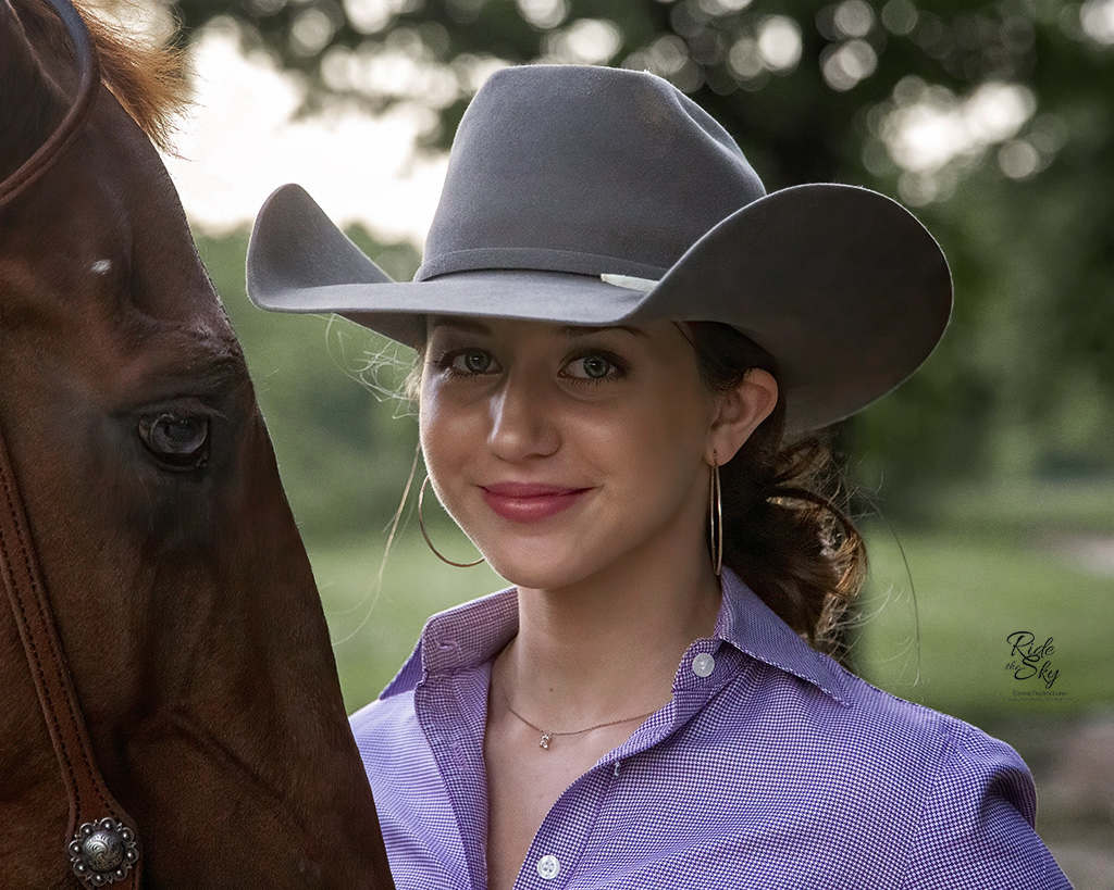 High School Senior with Horse and Cowgirl Hat