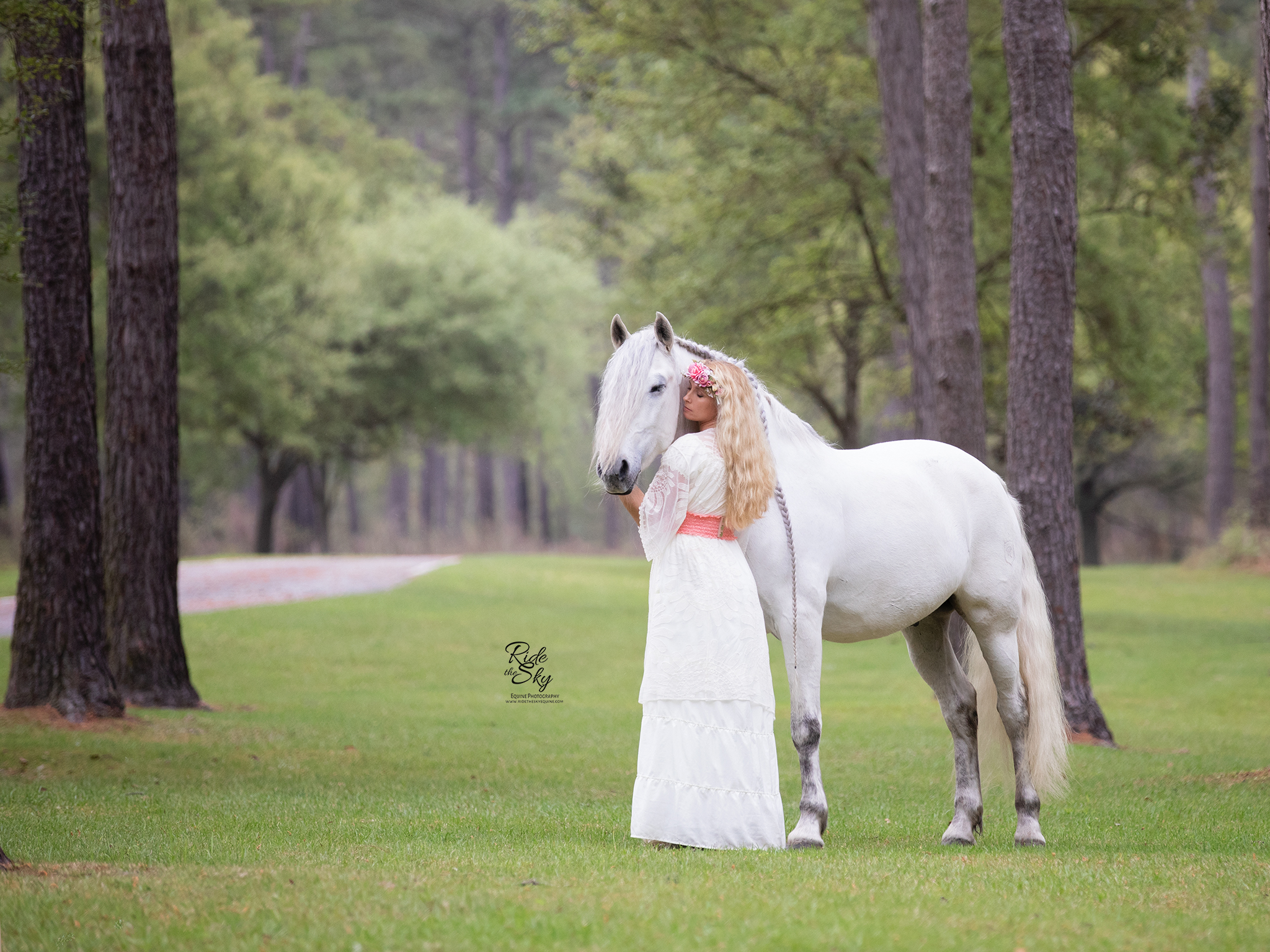 woman posed with andalusian horse